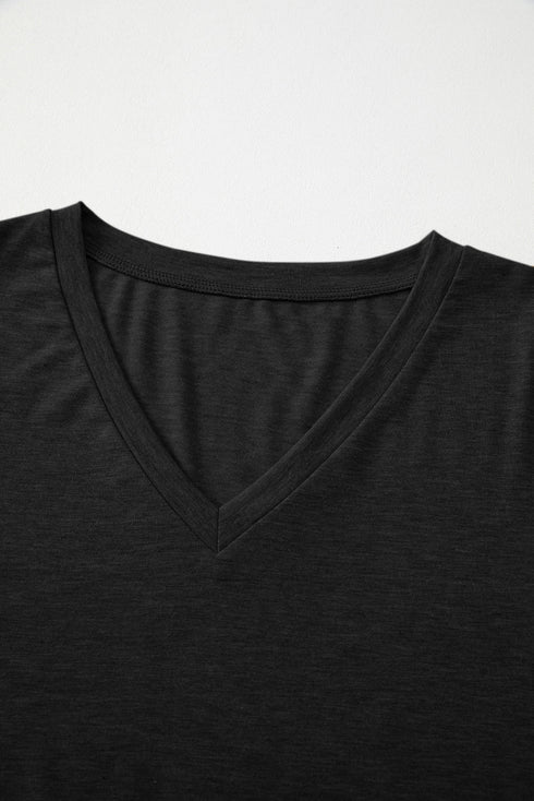 V-Neck Long Sleeve Relaxed Fit Pullover Top